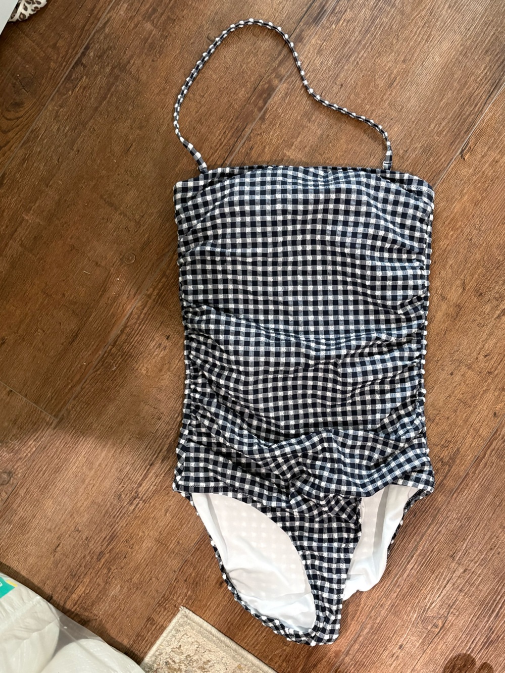 Gingham Drawstring Tank Top in Black and White